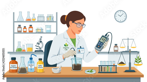 Foto Scientist conducting soil analysis in laboratory