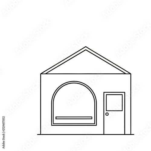 Simple house outline with arched window and door
