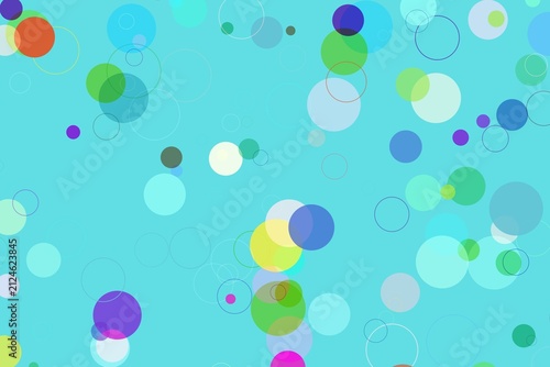 Foto Colorful bubbles floating in a blue sky background