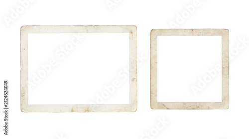 Vintage photo frames, weathered paper picture borders. Antique rectangular and square frames, aged paper textures for scrapbooking and creative design projects. isolated on Transparent Background