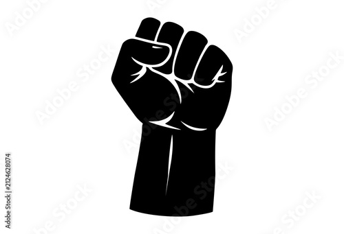 Картината върху платно Angry and clench fist, white background