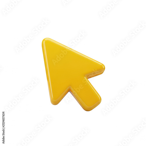 Yellow 3d mouse cursor arrow icon isolated on transparent background
