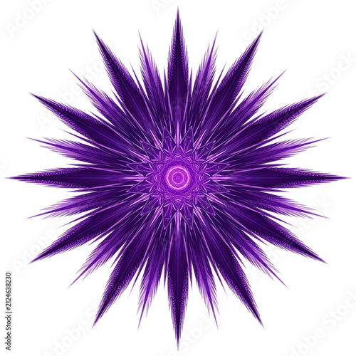 Bright purple starburst shape with sharp rays and glowing center