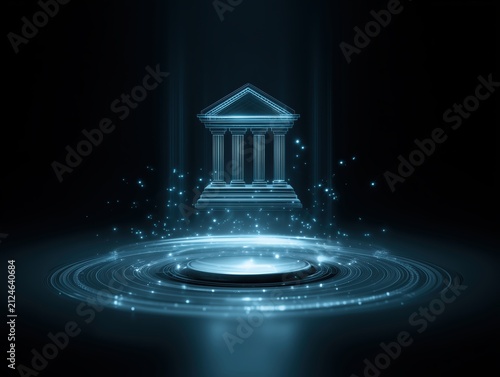 digital banking concept with virtual bank building