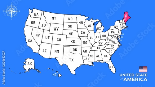 Fotografie Maine State, USA, vector map isolated on United states map