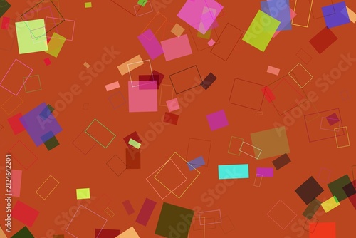 Obraz na plátně Colorful geometric squares and rectangles on red background