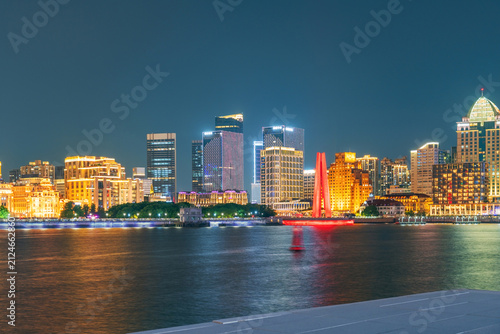 Photography Skyline of Modern Urban Architecture and Night View of Huangpu River in Shanghai