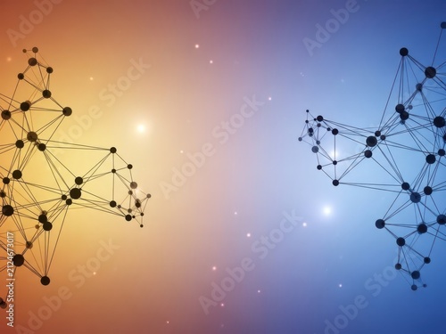 Abstract digital network connection with nodes and lines on gradient background white background