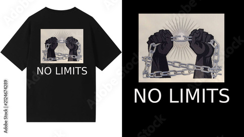 Canvastavla Black and white no limits motivational t-shirt design