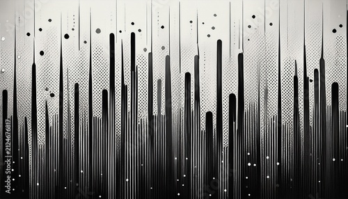 Black And White Abstract Textured Background With Vertical Lines And Scattered Dots
