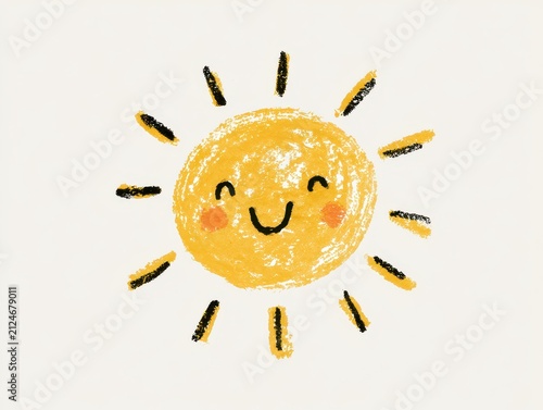 Cute handdrawn sun illustration isolated on white background