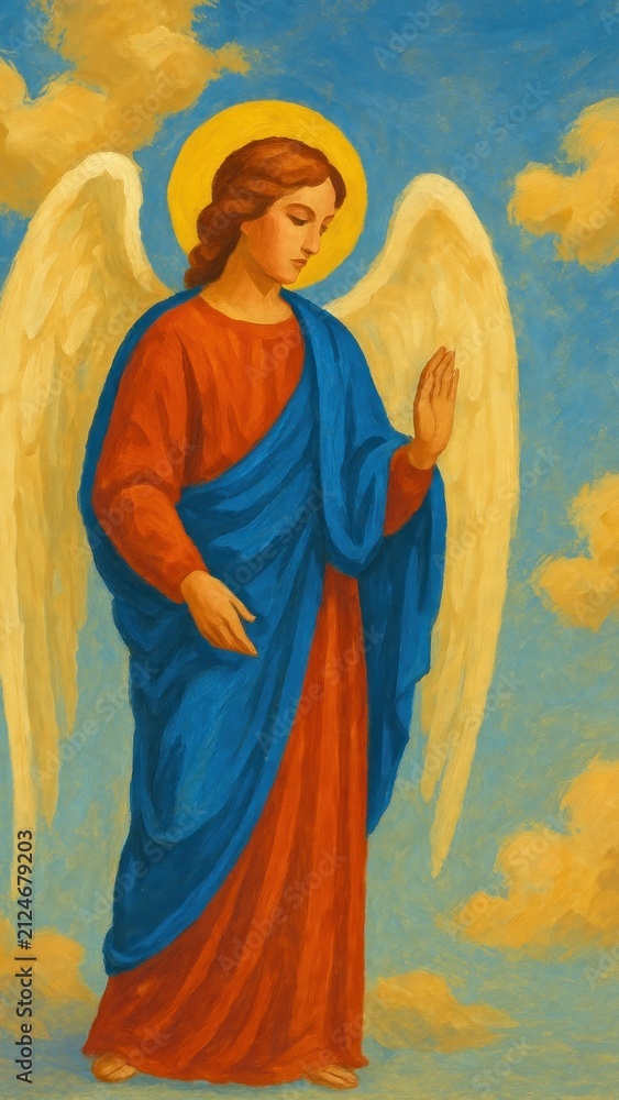 Fototapeta premium Serene angelic figure painting mobile wallpaper
