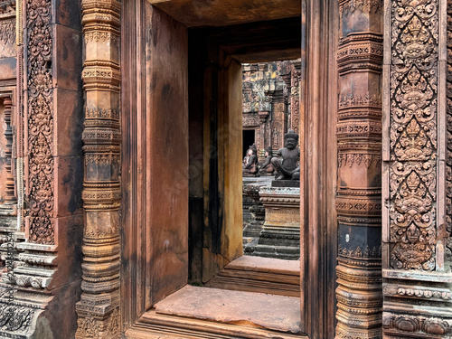 Banteay Srei temple, a statue of a Yaksha viewed from the Third East Gate, World Heritage Site, January 2026
