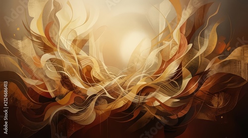 Abstract Flowing Organic Shapes Golden Brown Earth Tones