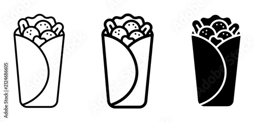 Shawarma Icon Set, Middle Eastern Food Vector Graphics, Delicious Wrap Illustrations