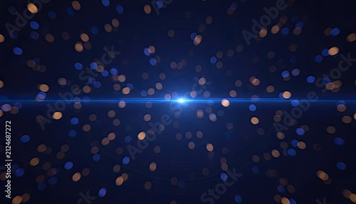 Abstract Bokeh Background with Blue Light Flare on Dark Blue