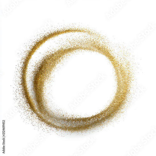 Golden circular powder ring on white background