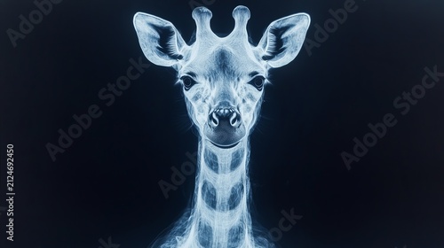 Close-up of a Giraffe's Head and Neck in a Digital X-ray Style