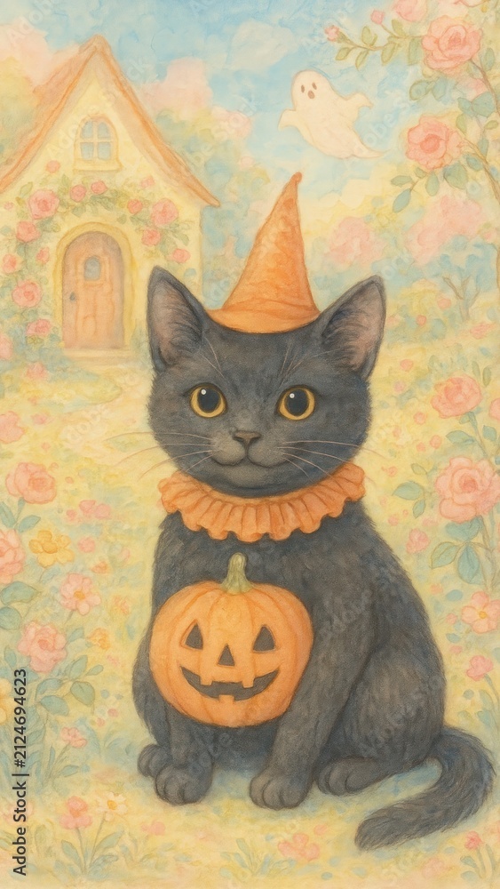 Fototapeta premium Whimsical Halloween cat