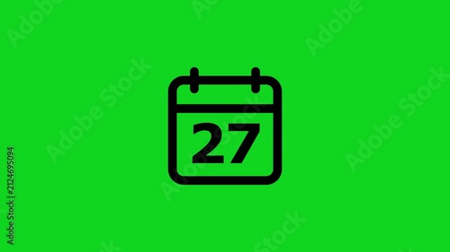 Black calendar showing the number twenty seven on a bright green background for digital scheduling and time management concepts and planning