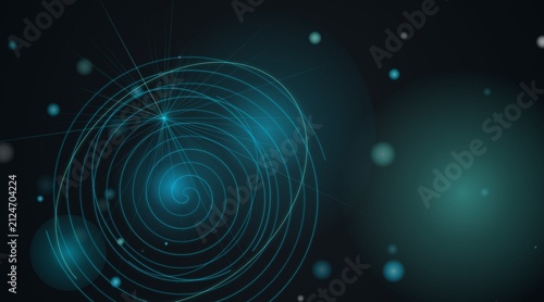 Abstract blue light lines forming a glowing spiral pattern on a dark background