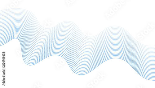 Abstract blue curved lines wave element
