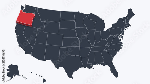 Oregon Raised in 3D on US Election Map Neutral Teal Amber, White