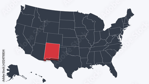New Mexico Raised in 3D on US Election Map Neutral Teal Amber, White
