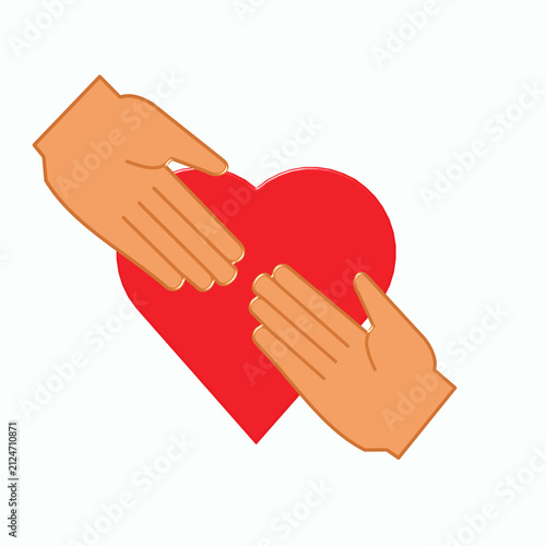 Canvastavla hands joing together charity icon specular light effect