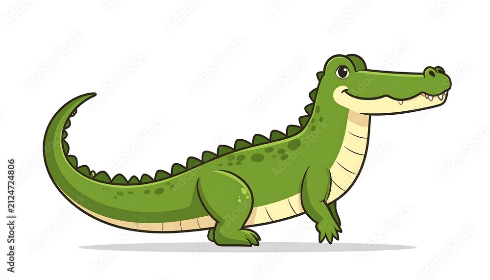 Fototapeta premium Green dinosaur toy walking on grass.