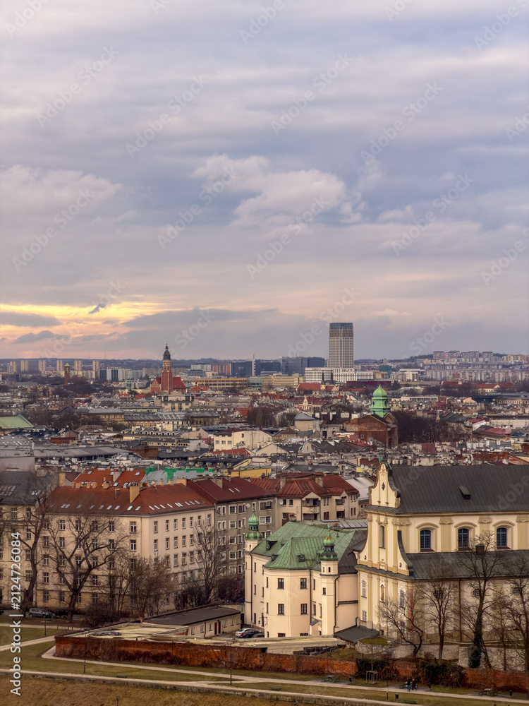 Fototapeta premium Distant View of Kraków Skyline
