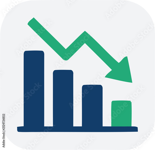 Bild auf Leinwand Decreasing Bar Chart Loss Decline Financial Vector Icon