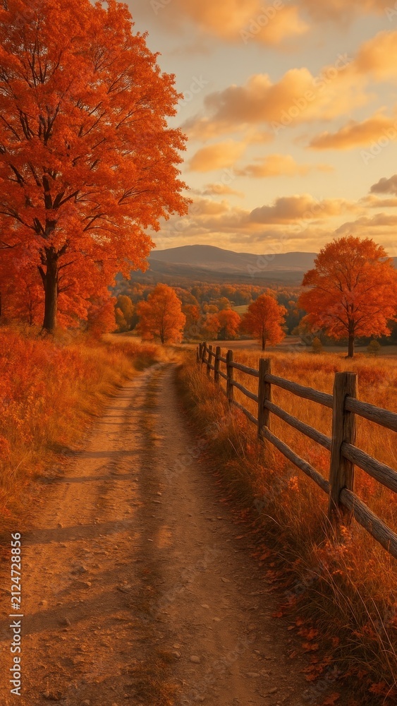 Fototapeta premium Serene autumn path landscape wallpaper for mobile