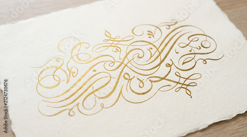 Elegant gold monogram calligraphy design on minimalist white background for branding and stationery