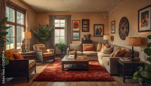 living room interior with fireplace