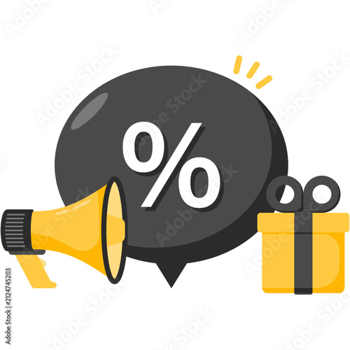 Discount Megaphone Announcement with Gift Box
