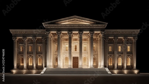 Neoclassical government building facade at night with exterior lighting building architecture neoclassical government exterior lighting structure