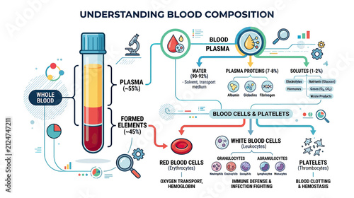 Cuadro en lienzo Blood Composition Explained Infographic