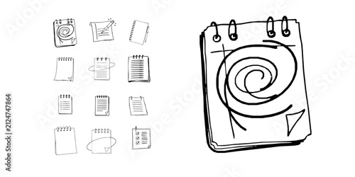 Notepad Spinning Minimal Line Art Outline Icon