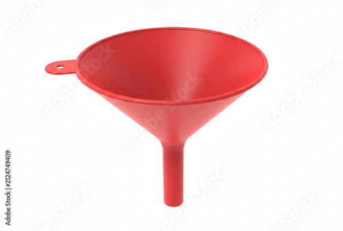 Fotografie Red Plastic Kitchen Funnel with Handle