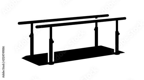Silhouette of Medical Parallel Bars for Physical Therapy and Rehabilitation