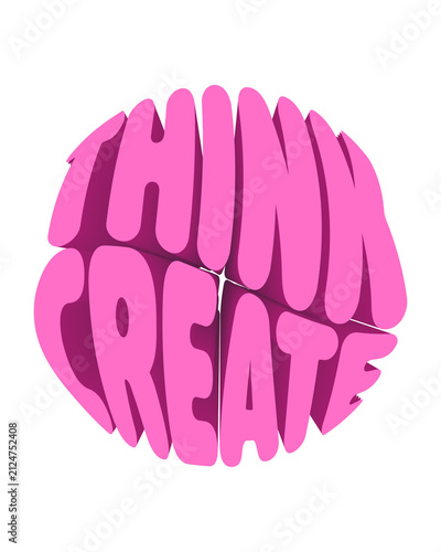 Think Create 3D Typography Illustration