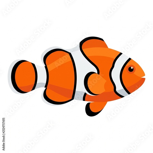 Adorable Tropical Clownfish Icon in Cartoon Style