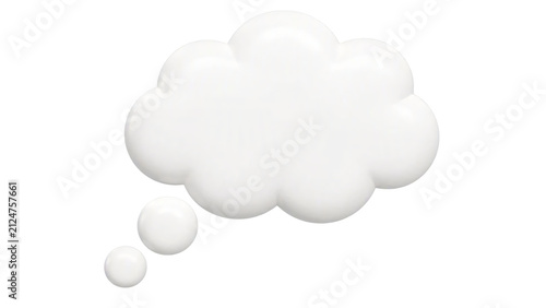 White 3d thought bubble fluffy cloud shape isolated on transparent background