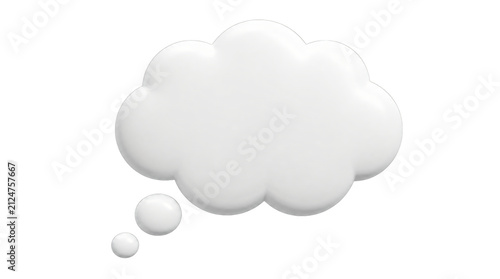 White 3d thought bubble fluffy cloud shape isolated on transparent background