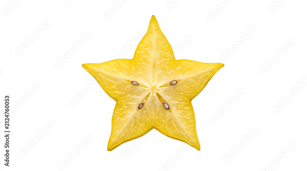 Fototapeta premium Ripe Yellow Starfruit Cross Section Carambola Slice