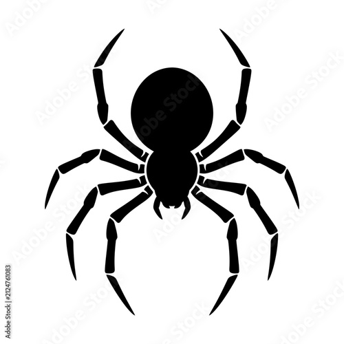 Minimalist black spider silhouette isolated on a white background for halloween graphic design and web icons