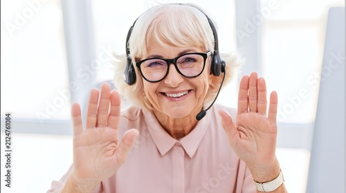 Warmly smiling mid-adult customer service representative in bright office