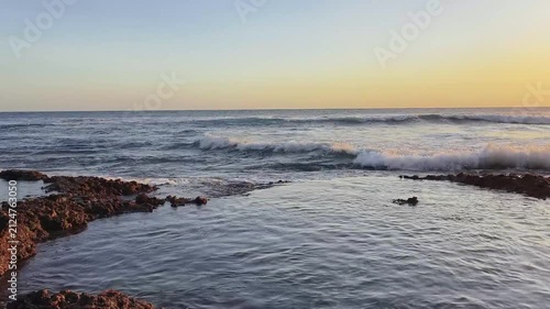 Natural Coastal Landscape with Gentle Sea Waves