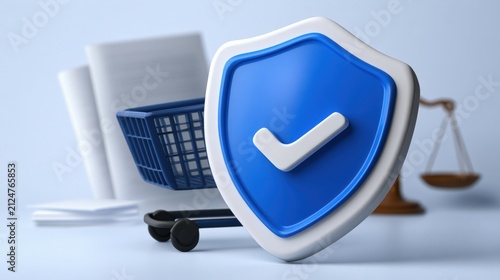 Blue shield with checkmark symbolizes security and trust